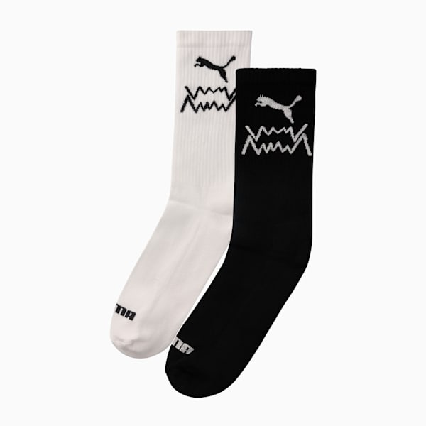 Mens 2 Pk Basketball Socks, PUMA Black-PUMA White, large-ZAF