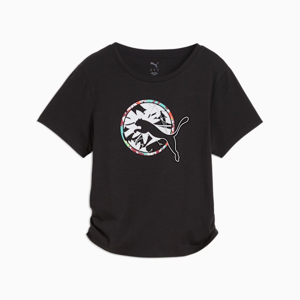 TROPICAL Graphic Fashion Crop Tee Women, PUMA Black, large-ZAF