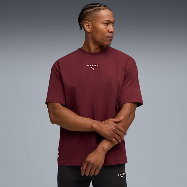 PUMA x HYROX Lifestyle Tee Men, Ruby Shimmer, large-ZAF