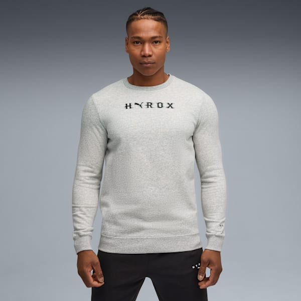 PUMA x HYROX Heavyweight Crewneck Men, Light Gray Heather, large-ZAF
