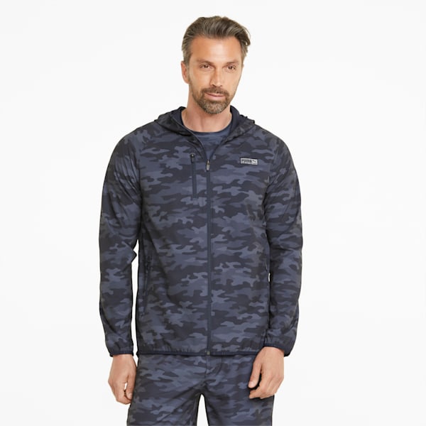 EGW Hooded Men's Golf Jacket, Navy Blazer-Camo, large-ZAF