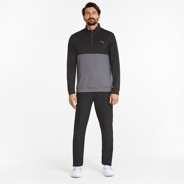Gamer Colourblock Quarter-Zip Men’s Golf Pullover, Puma Black-QUIET SHADE, large-ZAF
