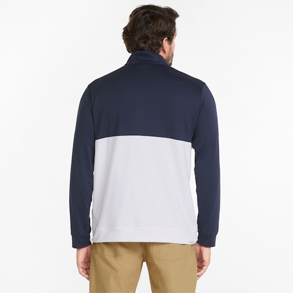Gamer Colourblock Quarter-Zip Men’s Golf Pullover, Navy Blazer-Bright White, large-ZAF