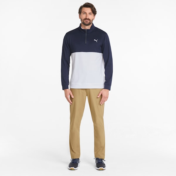Gamer Colourblock Quarter-Zip Men’s Golf Pullover, Navy Blazer-Bright White, large-ZAF