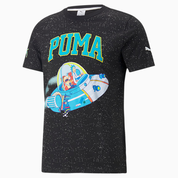 PUMA x RICK AND MORTY Short Sleeve Men's Basketball Tee, Puma Black, large-ZAF