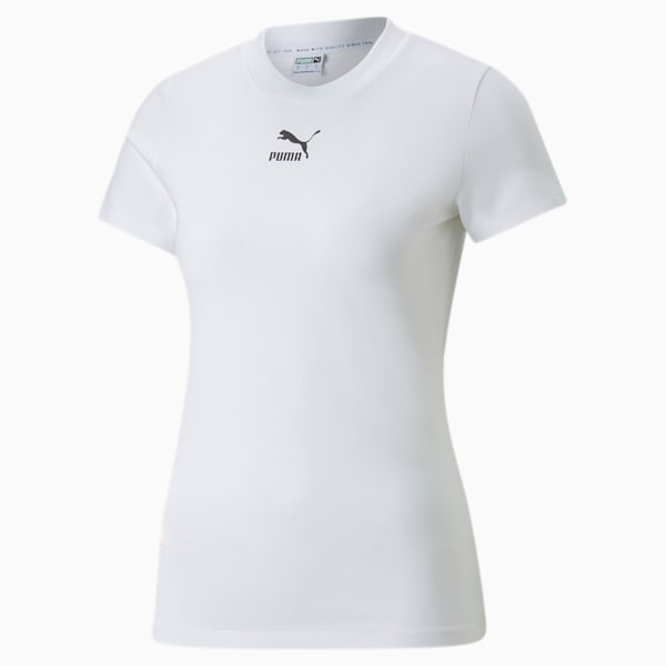 Playera estrecha para mujer Classics, Puma White, large-MEX