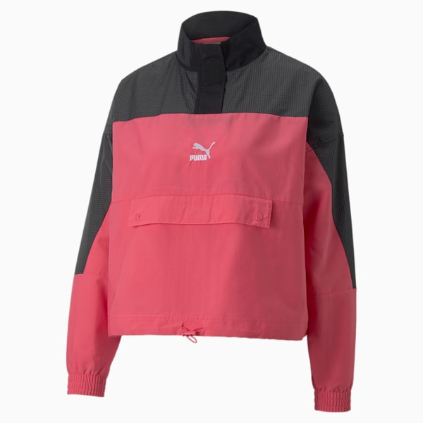 SWxP Half Zip Woven Jacket Women, Sunset Pink, large-ZAF