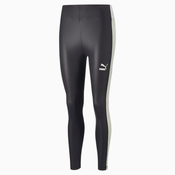 T7 Shiny High Waist Leggings Women, Puma Black-Pristine, large-ZAF