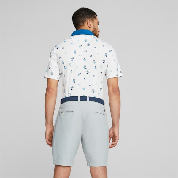 PUMA x Arnold Palmer Mattr Dunes Golf Polo Shirt Men, Bright White-Lake Blue, large-ZAF