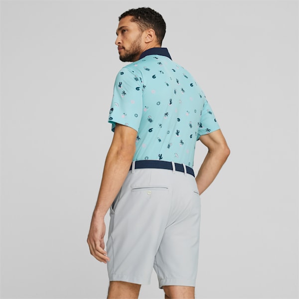 PUMA x Arnold Palmer Mattr Dunes Golf Polo Shirt Men, Tropical Aqua-Navy Blazer, large-ZAF