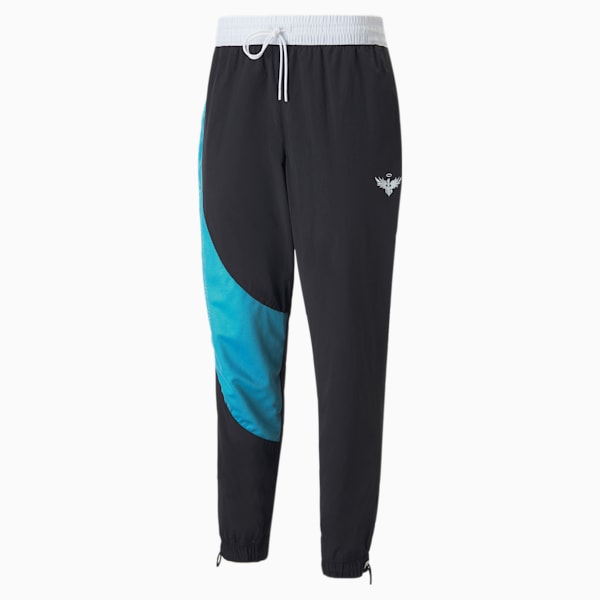 Melo Clyde Basketball Pants Men, Puma Black-Sunset Glow, large-ZAF