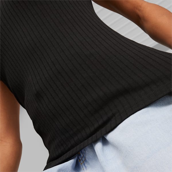 Classics Ribbed V-Neck Tee Women, PUMA Black, large-ZAF