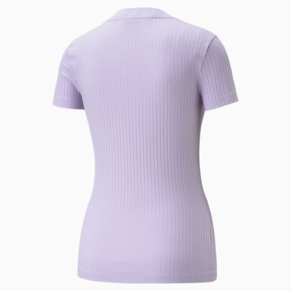 Classics Ribbed V-Neck Tee Women, Vivid Violet, large-ZAF