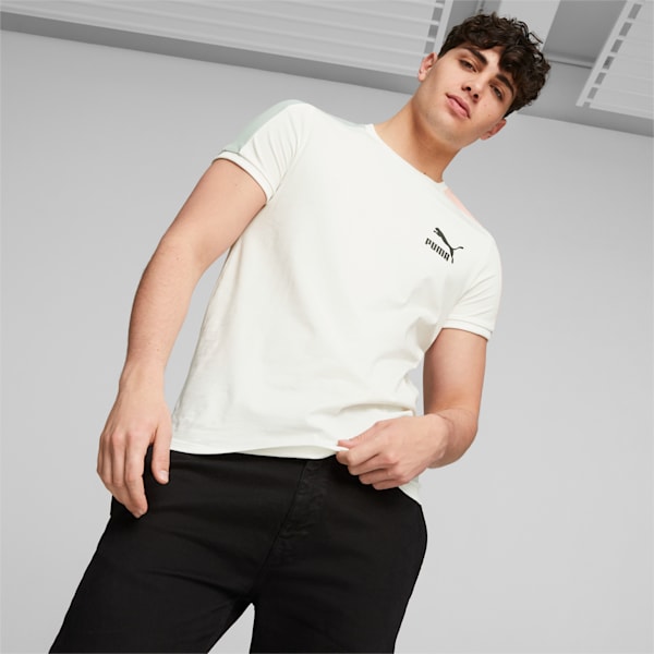Remera deportiva para hombre T7 Iconic, Warm White-green fog, large-ARG