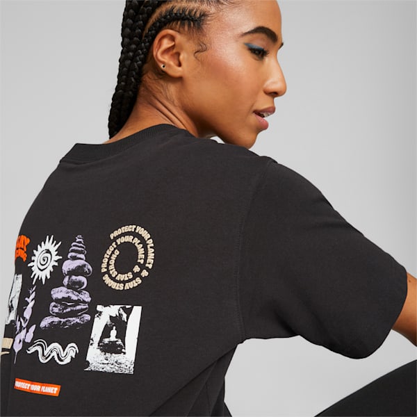 Remera gráfica holgada Downtown para mujer, PUMA Black, large-ARG