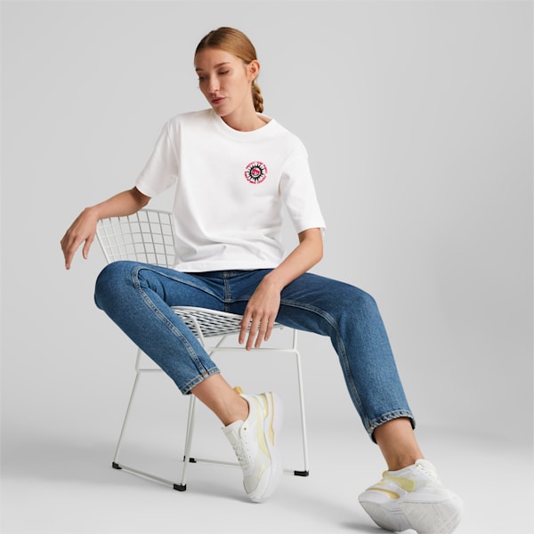Remera gráfica holgada Downtown para mujer, PUMA White, large-ARG
