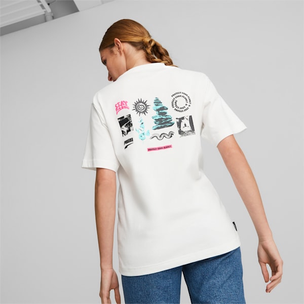 Remera gráfica holgada Downtown para mujer, PUMA White, large-ARG