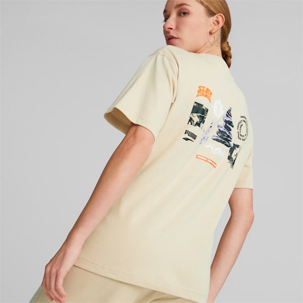 Remera gráfica holgada Downtown para mujer, Granola, large-ARG