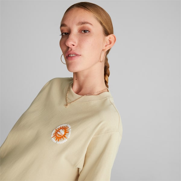 Remera gráfica holgada Downtown para mujer, Granola, large-ARG