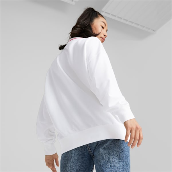 Sudadera de cuello perkins PUMA TEAM para mujer, PUMA White, large-MEX