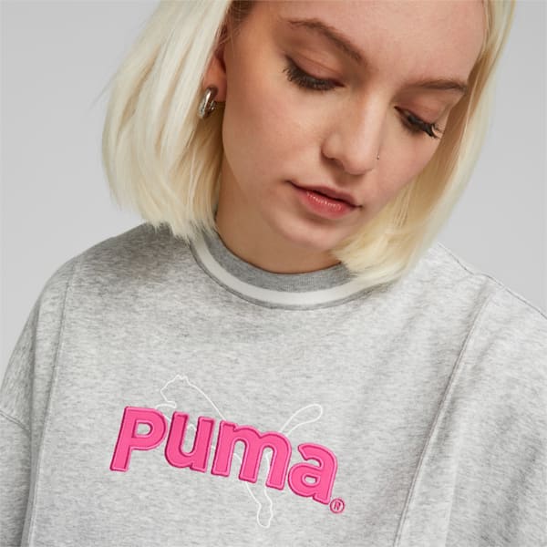 Buzo de cuello perkins PUMA TEAM para mujer, Light Gray Heather, large-ARG