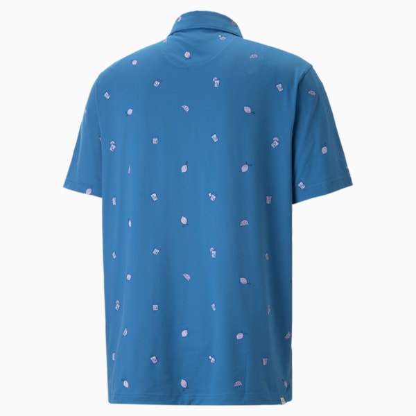 PUMA x Arnold Palmer CLOUDSPUN Citrus Golf Polo Shirt Men, Lake Blue-Pale Pink, large-ZAF