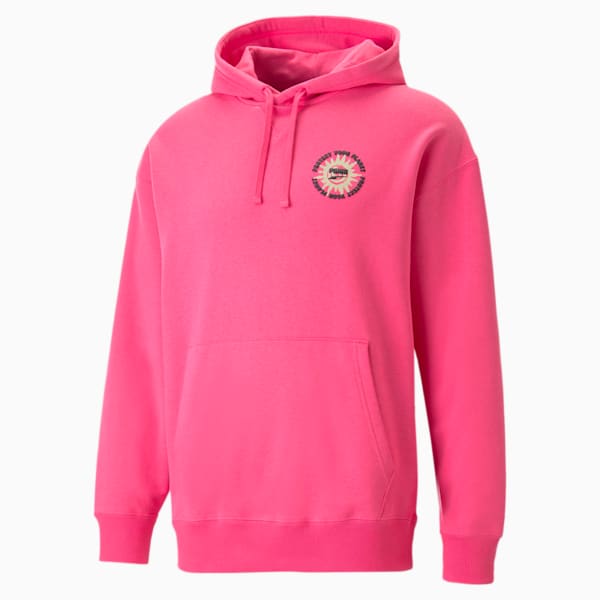 DOWNTOWN Graphic Hoodie Men, Glowing Pink, large-ZAF