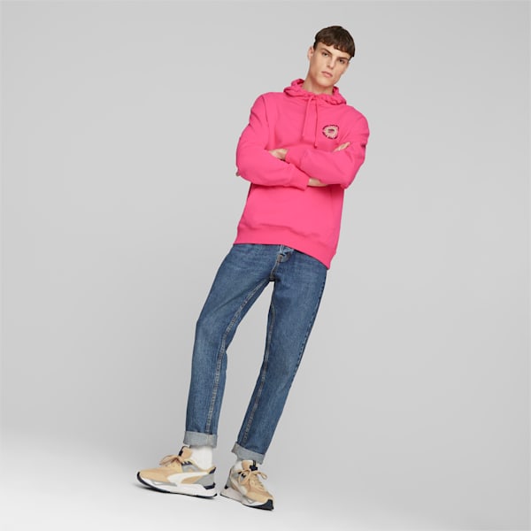 DOWNTOWN Graphic Hoodie Men, Glowing Pink, large-ZAF