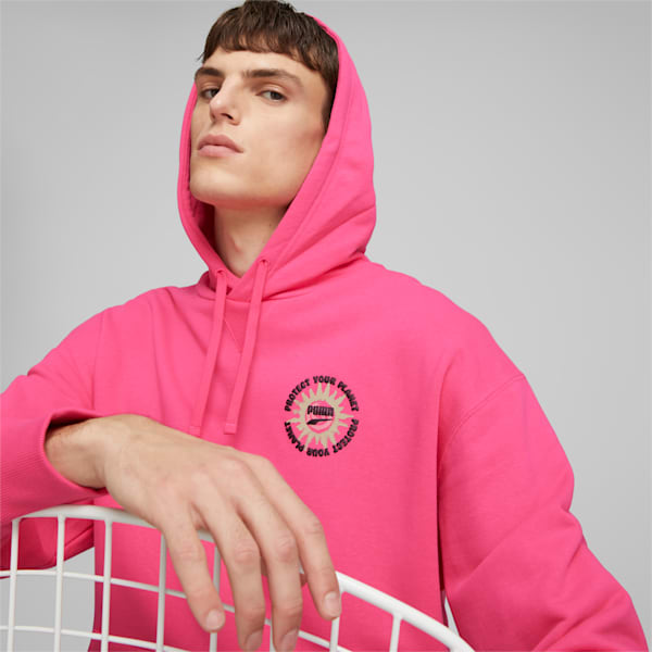 DOWNTOWN Graphic Hoodie Men, Glowing Pink, large-ZAF