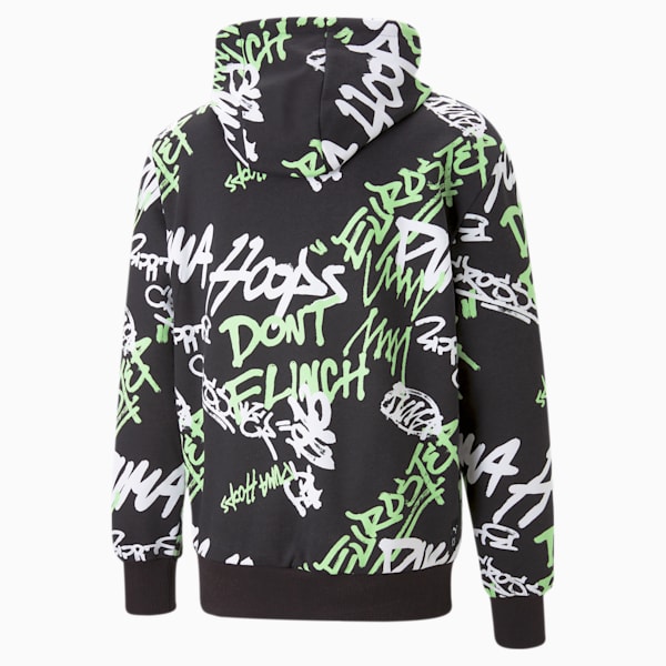 Freestyle Booster Basketball Hoodie Men, PUMA Black-DON'T FLINCH AOP, large-ZAF