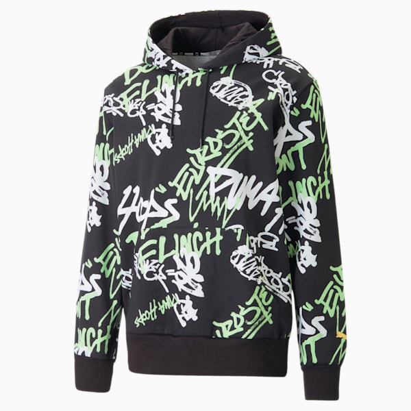 Freestyle Booster Basketball Hoodie Men, PUMA Black-DON'T FLINCH AOP, large-ZAF