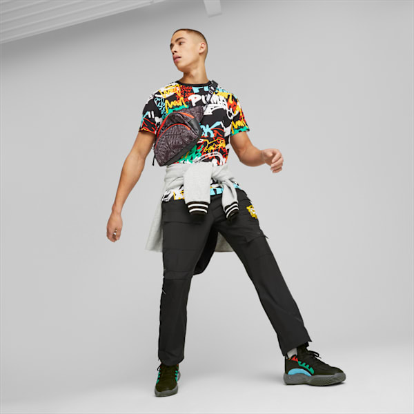 Camiseta de basketball Graffiti para hombre, PUMA Black-Multi Print, large-ARG