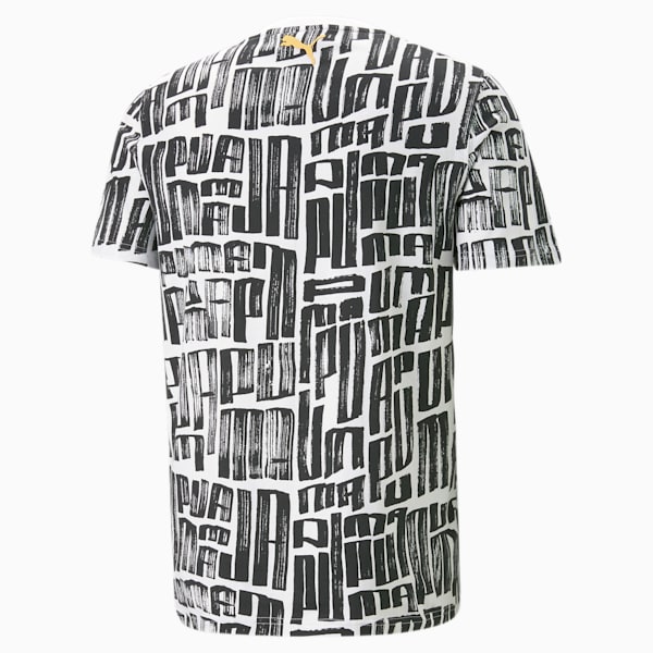 Hoops Printed Basketball Tee Men, PUMA White, large-ZAF