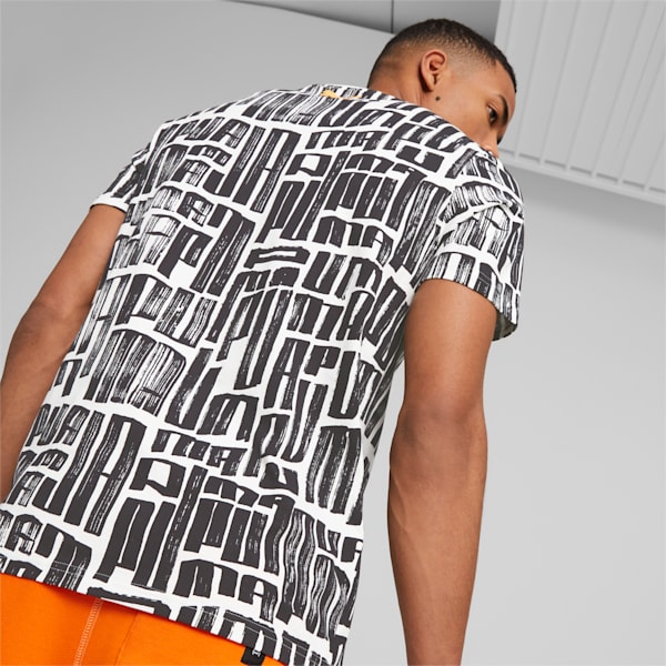 Hoops Printed Basketball Tee Men, PUMA White, large-ZAF