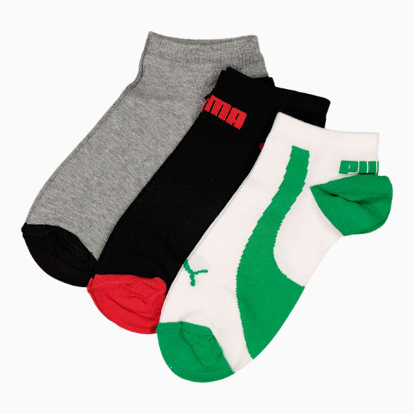 3 Pack Triple Cat Sneaker Sock, Puma Black-grey-white, large-ZAF