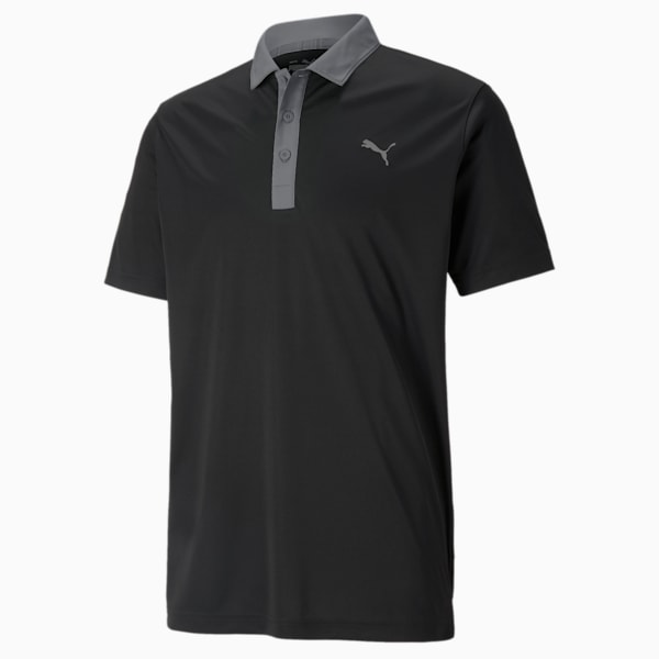Gamer Men's Golf Polo Shirt, Puma Black-QUIET SHADE, large-ZAF