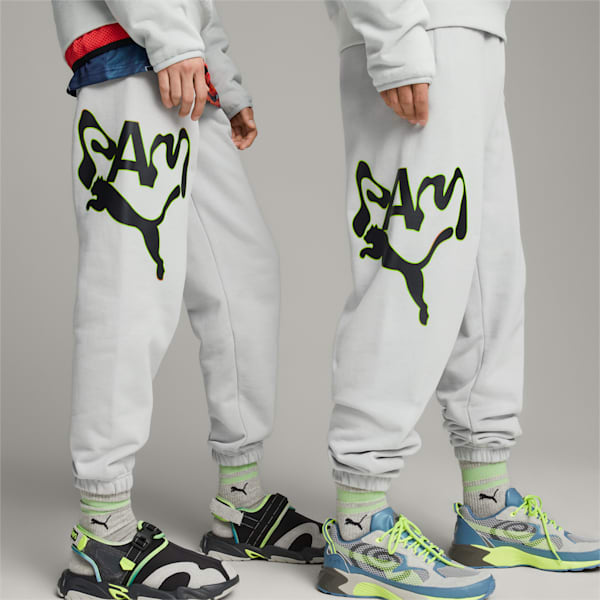 PUMA x PERKS AND MINI Graphic Sweatpants, Flat Light Gray, large-ZAF