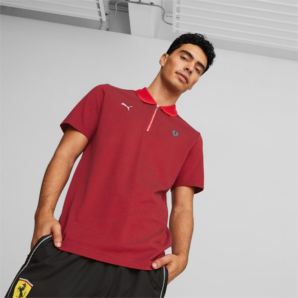 Scuderia Ferrari Style 2 Tone Polo Men, Rosso Corsa, large-ZAF