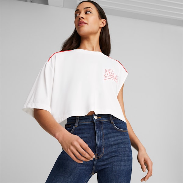 PUMA x SCUDERIA FERRARI x JUNE AMBROSE ASMTRC Tee Women, PUMA White, large-ZAF
