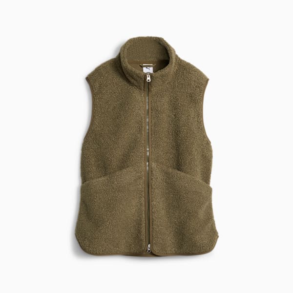 YONA Women's Fleece Vest, Olive Drab, large-ZAF