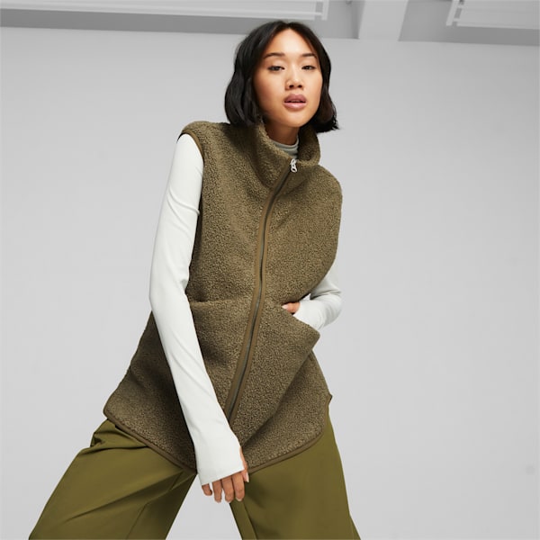 YONA Women's Fleece Vest, Olive Drab, large-ZAF
