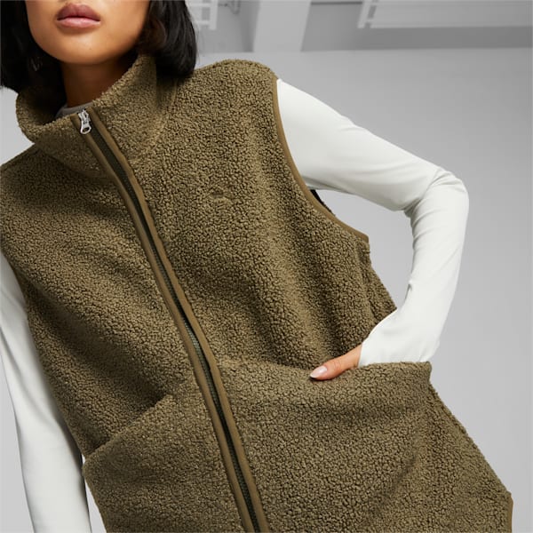 YONA Women's Fleece Vest, Olive Drab, large-ZAF