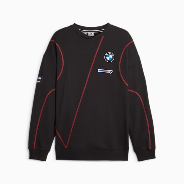 BMW M Motorsport Garage Crew Men's Sweatshirt, PUMA Black, large-ZAF