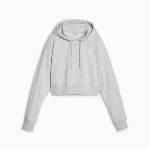 Classics Women's Cropped Hoodie, Light Gray Heather, large-ZAF
