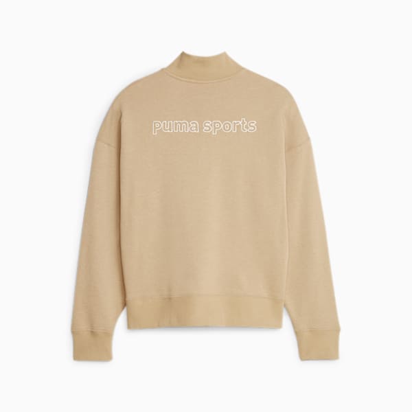 PUMA TEAM Women's Half-Zip Sweatshirt, Sand Dune, large-ZAF