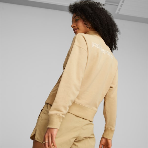 PUMA TEAM Women's Half-Zip Sweatshirt, Sand Dune, large-ZAF