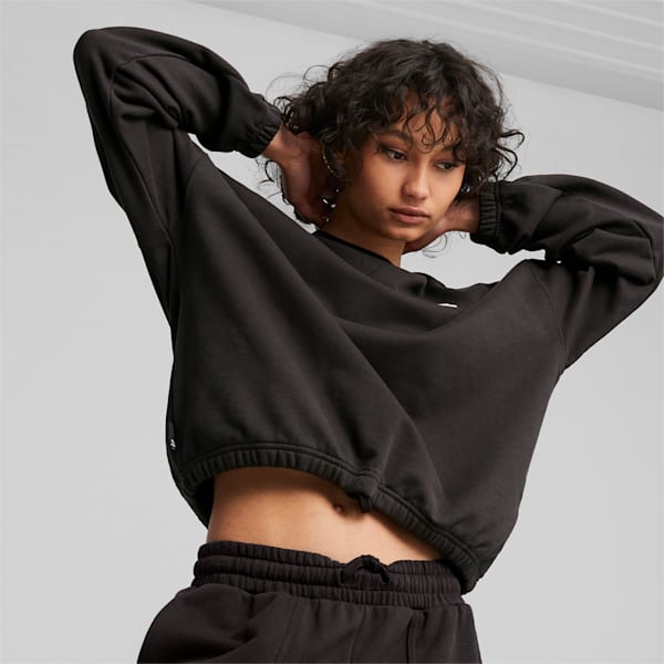 DOWNTOWN Women's Oversized Sweatshirt, PUMA Black, large-ZAF