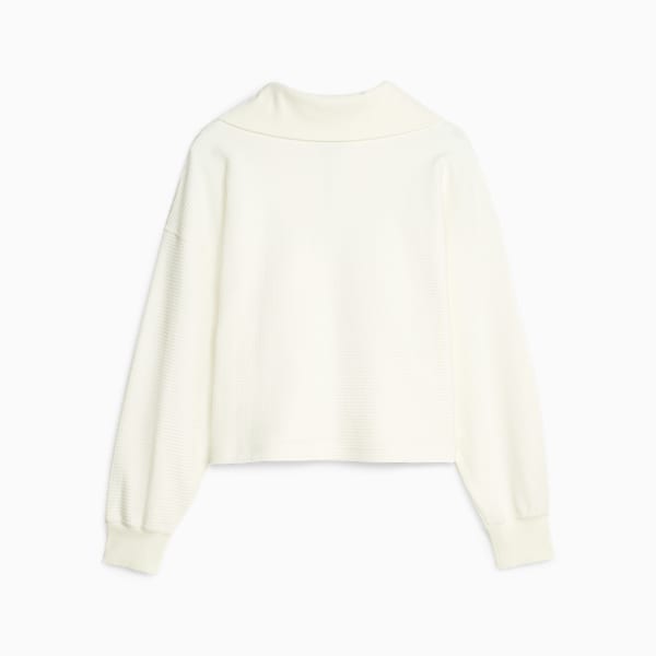 DOWNTOWN Women's Half-Zip Sweatshirt, Warm White, large-ZAF
