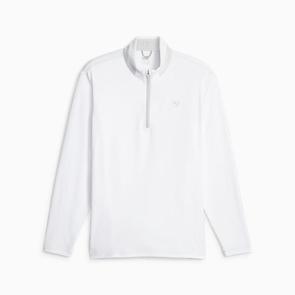 Men's Golf Lightweight Quarter-Zip, White Glow-Ash Gray, large-ZAF