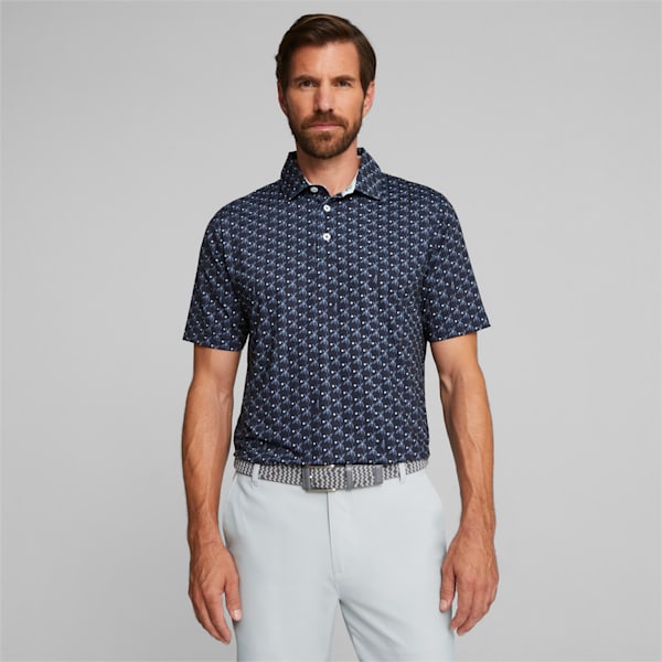 MATTR Palms Men's Golf Polo, Navy Blazer-White Glow, large-ZAF